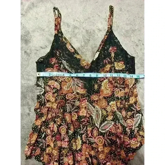 Free People Infinite Love Flowy Lace Cami Tank Top Size XS Floral Black Print - Picture 8 of 8